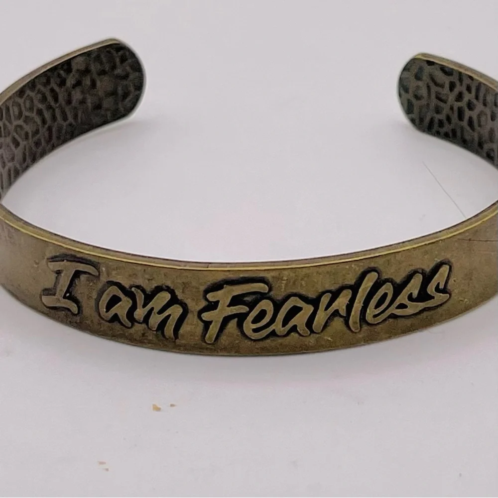 Inspirational I Am Fearless Brass Cuff Bracelet Unisex
